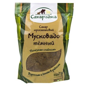 Сахар тростниковый "Мусковадо" темный, 450 г, марка "Сахараджа"